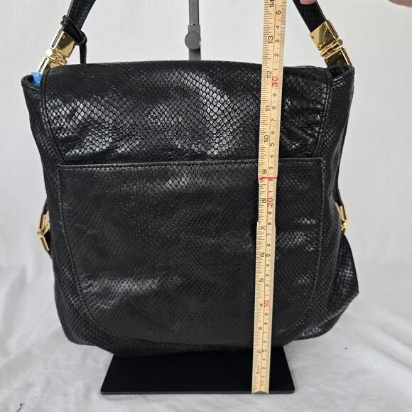 Vince Camuto Shoulder Bag Black Exotic Leather - Picture 14 of 16